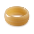 Close-up of wide amber acrylic bangle with glossy finish and unique marbled pattern - Beeswax Color Round Wide Style (AB0042-1)