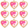 Pink heart-shaped Tai Chi Yin Yang pendants in gold-tone alloy for DIY jewelry - Pink