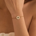 Golden Evil Eye bracelet with white enamel sunburst charm on a delicate link chain - Stainless Steel / Sunburst Evil Eye (SB0005)