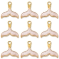 Set of 9 gold-plated pink enamel whale tail pendants for DIY necklaces and bracelets - White