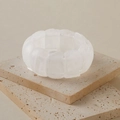 Chic marbled white acrylic wide bangle with semi-transparent cloud patterns - Wide Segmented Marble Pattern Bangle (AB0047-8)