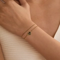 Double-layered gold chain bracelet featuring a black heart charm with star accents - Stainless Steel / Black Star Heart Double Layer (SB0009-2)