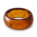 Macro detail of Bohemian semi-circular amber acrylic resin cuff with marble texture - Amber Beeswax Clear Style (AB0045-2)