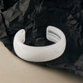 White marble texture acrylic bangle bracelet with an open C-shaped fashion design - Ink Pattern Wave Open Style (AB0057-1)