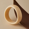 Polished cream resin wide bangle bracelet with a smooth glossy minimalist finish - Off-White Wide Smooth Style (AB0041-5)
