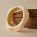 Irregular wave pattern resin bangle in creamy white finish with minimalist design - Irregular Wave Creamy Style (AB0054-2)
