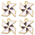 Colorful windmill charms set in gold finish and purple enamel for DIY jewelry making - White Dark Purple Color Blocking Style(px0675-4)
