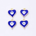Detalle de cuatro dijes de corazón ojo turco azul con borde dorado para joyería - Azul Zafiro
