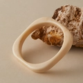Minimalist irregular cream resin bangle with wavy square silhouette and smooth finish - Irregular Square Creamy Style (AB0052-3)