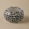 Elastic leopard print acrylic bracelet with semi-transparent oval beads in black and white - Black And White Leopard (AB0061-1)