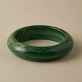 Green marble pattern acrylic bangle with polished finish and silk-like flowing textures - Dark Green Flowing Polished Style (AB0044-5)