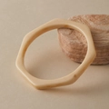 Geometric hexagonal resin bangle in creamy milk tea color with subtle marble texture - Hexagonal Marble Style (AB0052-4)