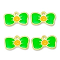 Set of four colorful bow tie alloy pendants with yellow smiley face design for DIY jewelry - Green