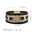 Multilayer black leather bohemian bracelet with square beads and magnetic clasp - Multilayer Raw Stone Style (SZ00188-4) / Black