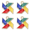 Cartoon windmill enamel pendants for DIY bracelet making and children's jewelry - Red Yellow Blue Green (px0697-5)