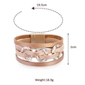 Bracelet bohème multicouche en cuir doré champagne avec anneaux ondulés argentés - Style Anneau Vagué Cuir Multicouche (SZ00018-3)