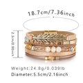 Bracelet multicouche bohème en cuir avec breloque plume, perles et fermoir aimanté - Style de Perles et Plumes Multicouche (SZ00327-7)