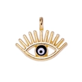 Golden Evil Eye pendant with blue enamel and eyelash detail for DIY jewelry making - Black