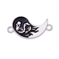 Macro detail of yin yang dragon charm connector with black and white enamel finish - Black-Silver Plated