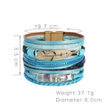 Bohemian multi-layer PU leather wrap bracelet with blue beads and golden feather charm - Multilayer Gold Feather Style (SZ00195-1) / Bright Blue