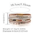 Bracelet enveloppant bohème multi-rangs en cuir blanc avec perles et fermoir magnétique - Style de Perles Facettées Multicouche (SZ00314-4)