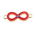 Golden infinity evil eye connector charm with red enamel for DIY jewelry making - Red