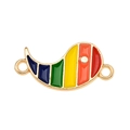 Detailed view of bird-shaped enamel pendant with rainbow drip oil for DIY jewelry - Multicolor (Gold Base)