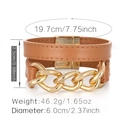 Bracelet bohème multicouche en cuir marron avec chaîne dorée et fermoir magnétique - Style de Chaîne Épaisse en Cuir et Or (SZ00257-2)
