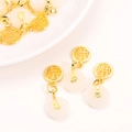Chinese style Fu pendant with white faux jade ring and gold metal finish jewelry charm - Fu Character Peace Buckle