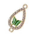 Colgante de gota dorado con mariposa verde y circonitas para joyería artesanal - Verde