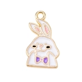 Cute cartoon bunny metal pendant with colorful enamel and bowknot for DIY jewelry - Purple Bowtie Rabbit
