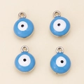 Set di 4 ciondoli occhio blu con anelli in metallo per creazioni di gioielli fai da te - Blu-Placcato Argento