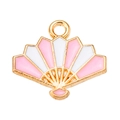 Charming fan shaped alloy pendant with pink and white enamel for DIY jewelry making - Pink