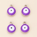 Dettaglio di quattro ciondoli Nazar viola con anellini d'argento per gioielli DIY - Viola-Placcato Argento