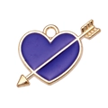 Cupid arrow heart pendant with purple enamel and golden finish for DIY jewelry - Sapphire Blue