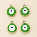 Dettagli di quattro ciondoli occhio del male colorati con smalto verde per gioielli fai da te - Verde/Tono Argento