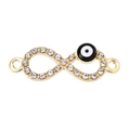 Infinity-Symbol mit bösem Auge und glänzenden Strasssteinen für DIY-Schmuck in Gold - Schwarz