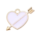 Macro shot of heart and arrow enamel pendant with golden finish for DIY jewelry - White