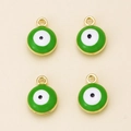 Set di quattro ciondoli malocchio in smalto verde con bordi dorati per gioielli fai-da-te - Verde - Oro KC