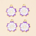 Set van 4 kersenbloesem hangers in paars en wit emaille met goudkleurige legering voor DIY - Paars-Witte Gradiënt Sakura Hanger (px0831-10)