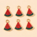 Detail of six watermelon slice charms with gold edges for DIY earring jewelry making - Watermelon Slice (px0865-2)