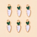Detail view of carrot enamel charms for jewelry making with green tops and white bodies - Carrot Pendant (px0865-4)