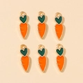 Set of six orange carrot charms with green leaf accents for DIY jewelry making - Orange Carrot (px0865-5)