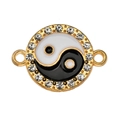 Golden alloy Yin Yang Tai Chi charm with rhinestones for DIY jewelry making - Gold