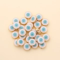 Detail of 10mm evil eye beads with golden gears for DIY jewelry making and bracelets - Round Style (px0942-2)