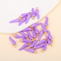 Glossy purple chili pepper pendants with gold rings for DIY jewelry and keychain making - Purple