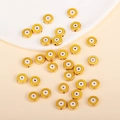 Λήψη macro από κίτρινες χάντρες σμάλτου Evil Eye για κατασκευή κοσμημάτων και βραχιολιών - Στρογγυλό Στυλ (px0887-32)