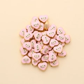 Macro view of heart-shaped pink enamel evil eye beads with gold-plated edges for DIY jewelry - Heart Shape (px0942-22)