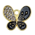 Bunter Schmetterlingsanhänger mit glitzernden Strasssteinen und Emaille für DIY-Schmuck - Schwarz