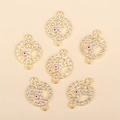 Set di 6 ciondoli malocchio e pace in lega dorata con strass per creazioni gioielli DIY - Stile Malocchio Rosa (px0926-1)
